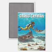 Aimant Plongée avec Stingrays à Grand Cayman Travel (Recto/Verso)