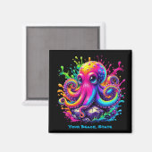 Aimant Plongée de pieuvre colorée (Recto/Verso)