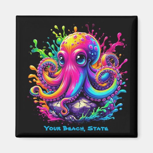 Aimant Plongée de pieuvre colorée (Devant)