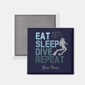 Aimant Plongée Scuba Manger Sleep Dive Répéter en disant (Recto/Verso)