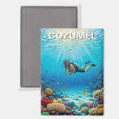 Aimant Plongeur à Cozumel au Mexique (Recto/Verso)