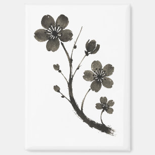Aimant Plum Blossom Line Art - Design botanique sur