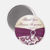 Aimant Plum et Champagne Mariage damassé Favnet (Recto/Verso)