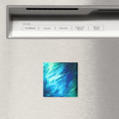 Aimant Plume Abstrait Bleu Vert (In Situ (Lave-vaisselle))