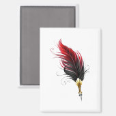Aimant Plume rouge avec pointe en or (Recto/Verso)