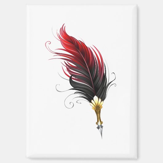 Aimant Plume rouge avec pointe en or (Recto)
