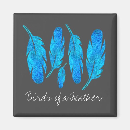 Aimant Plumes bohèmes bleues bleues et grises (Devant)