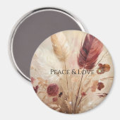 Aimant Plumes de Boho à crème rouge Floral (Recto/Verso)