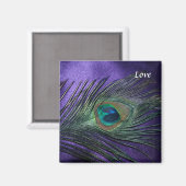 Aimant Plumes de paon violet soyeux (Recto/Verso)