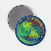 Aimant Plumes de paon Yin Yang 4 (Recto/Verso)