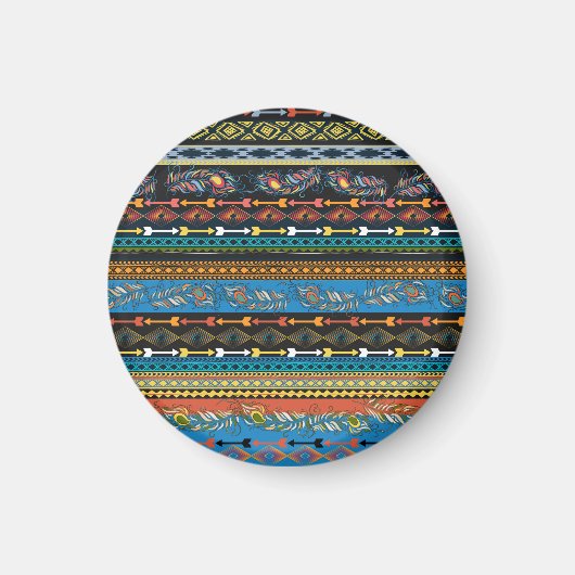 Aimant Plumes ethniques : Broderie Boho Chic (Devant)