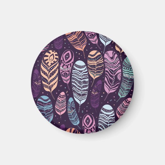 Aimant Plumes ethniques : motif noir et blanc (Devant)