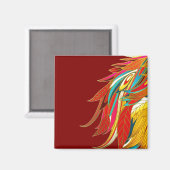 Aimant Plumes Exotiques Rouges (Recto/Verso)
