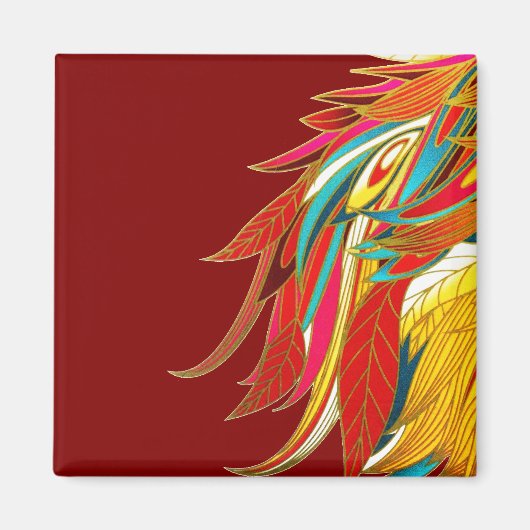 Aimant Plumes Exotiques Rouges (Devant)