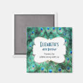 Aimant Plumes Wild Peacock Personnalisé Anniversaire Favo (Recto/Verso)