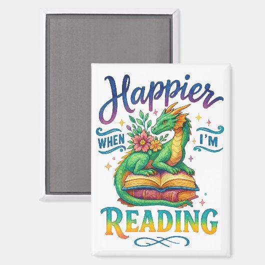 Aimant Plus heureux quand je lis (Recto/Verso)