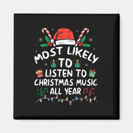 Aimant Plus susceptible d'écouter de la musique de Noël t (Devant)