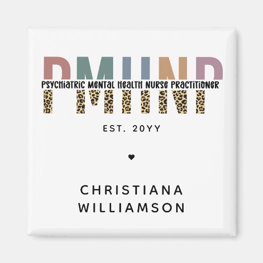 Aimant PMHNP Empreinte de léopard Psychiatrie Santé menta (Devant)