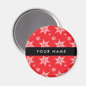 Aimant Pneus blancs, Rouge, Votre nom, Personnaliser (Recto/Verso)