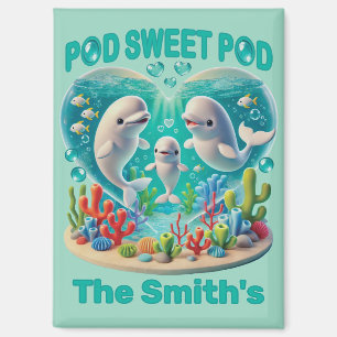 Aimant "Pod Sweet Pod" Famille de baleines personnalisabl