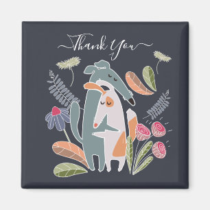 Aimant Podenco customisé et Galgo Dog Hugs Navy Blue