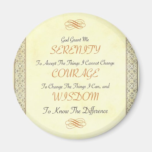 Aimant Poème Serenity avec bordure or (Devant)