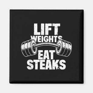 Aimant Poids Lift Manger Steaks Drôle Gym Fitness Motivat