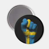 Aimant Poing serré levé avec drapeau suédois (Recto/Verso)