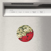 Aimant Poinsettias blanches et rouges I Holiday Floral (In Situ (Lave-vaisselle))