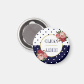 Aimant Points blancs de la Marine mignonne Floral Nettoya (Recto/Verso)