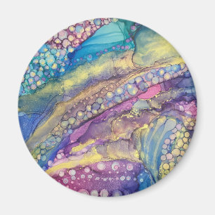 Aimant Points colorés Encre d'alcool Liquide Art Abstrait