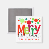 Aimant Points Festifs de Noël Script moderne Nom de famil (Recto/Verso)