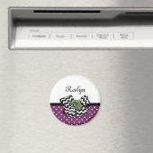 Aimant Points mignons pourpres Rose vert Chevron Bow avec (In Situ (Lave-vaisselle))