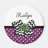 Aimant Points mignons pourpres Rose vert Chevron Bow avec (Devant)