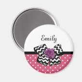 Aimant Points roses mignons Rose pourpre Chevron Bow et n (Recto/Verso)