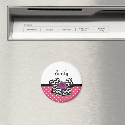 Aimant Points roses mignons Rose pourpre Chevron Bow et n (In Situ (Lave-vaisselle))