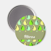 Aimant Poires colorées sur vert (Recto/Verso)