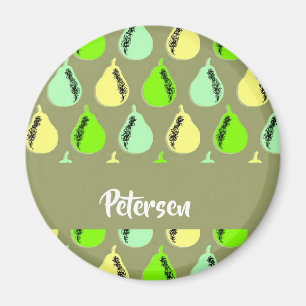 Aimant Poires colorées sur vert