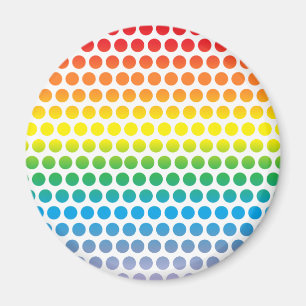 Aimant Pois arc-en-ciel blanc