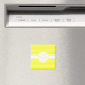 Aimant Pois blancs élégants sur Monogramme jaune (In Situ (Lave-vaisselle))