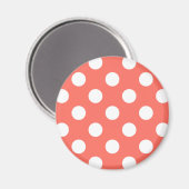 Aimant Pois blancs sur corail vivant (Recto/Verso)