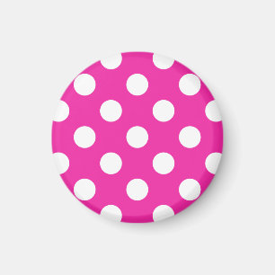 Aimant Pois blancs sur fuchsia