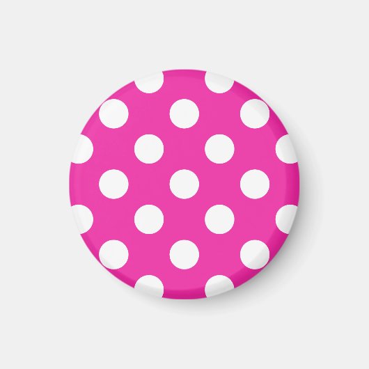 Aimant Pois blancs sur fuchsia (Devant)