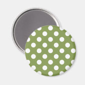 Aimant Pois blancs sur vert olive (Recto/Verso)
