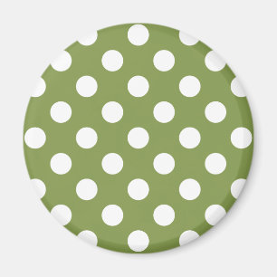 Aimant Pois blancs sur vert olive