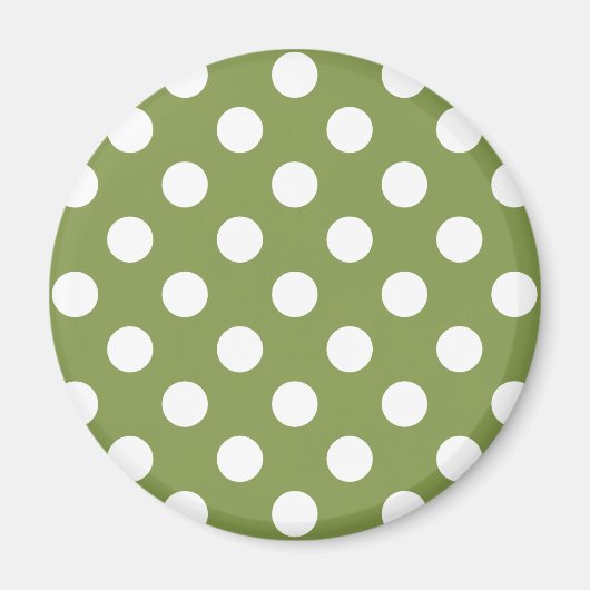 Aimant Pois blancs sur vert olive (Devant)