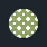 Aimant Pois blancs sur vert olive<br><div class="desc">Pois blancs sur vert olive</div>