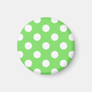 Aimant Pois blancs sur vert pomme