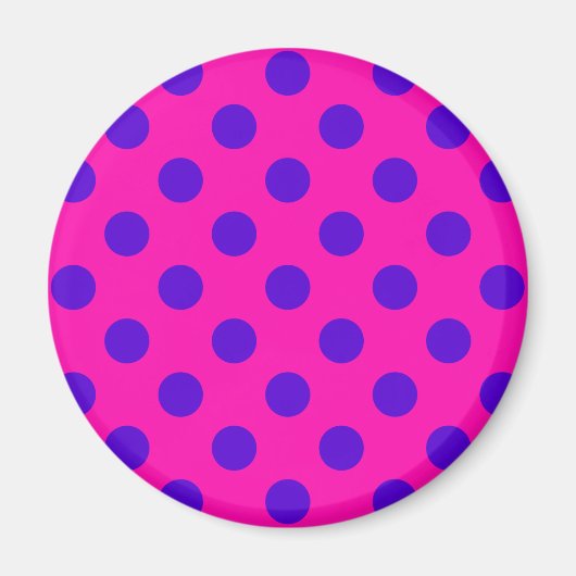 Aimant Pois bleus sur fuchsia (Devant)