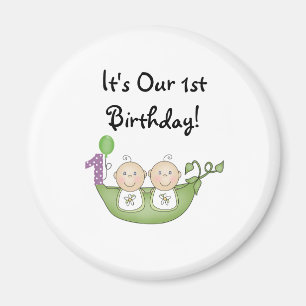 Aimant Pois de jumeaux dans un premier anniversaire de